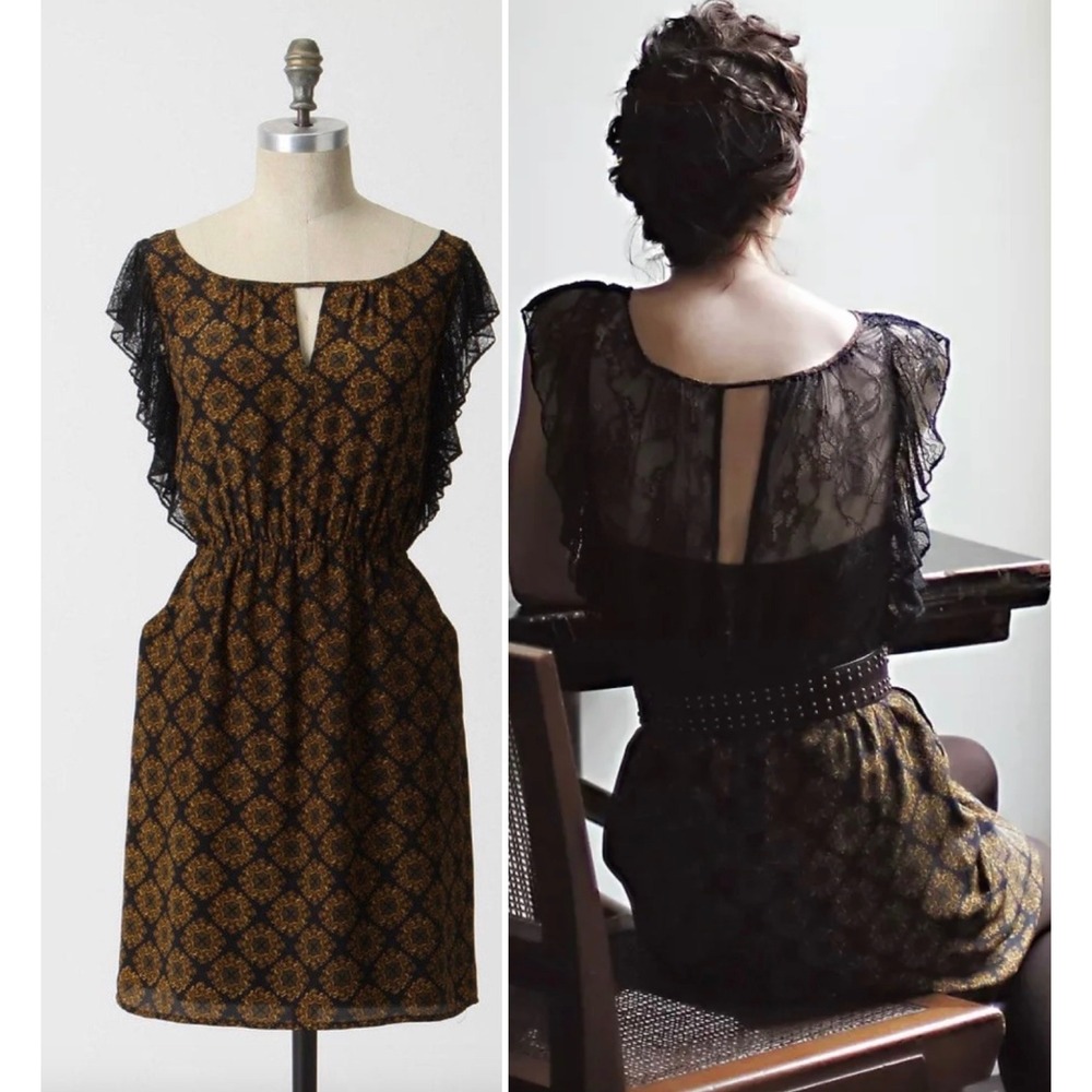 MAPLE x ANTHROPOLOGIE Vintage Twee Silk Recollections Lace Mini Dress
